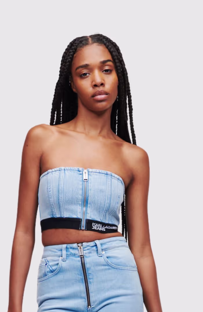 KLJ Zip Front Denim Top