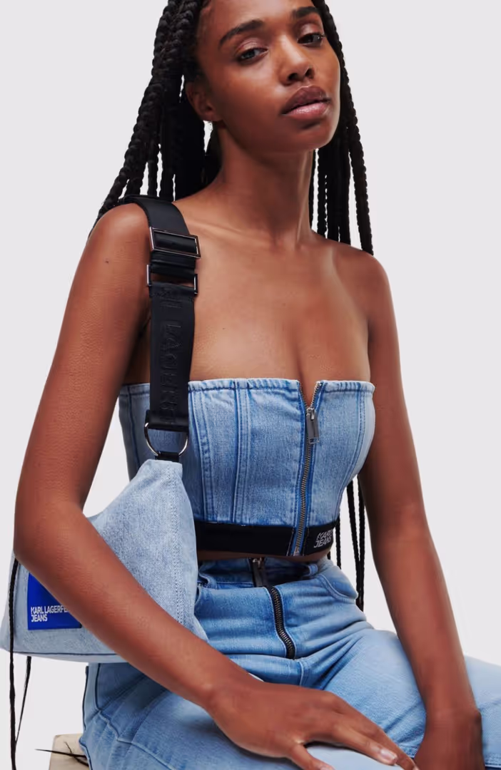 KLJ Zip Front Denim Top