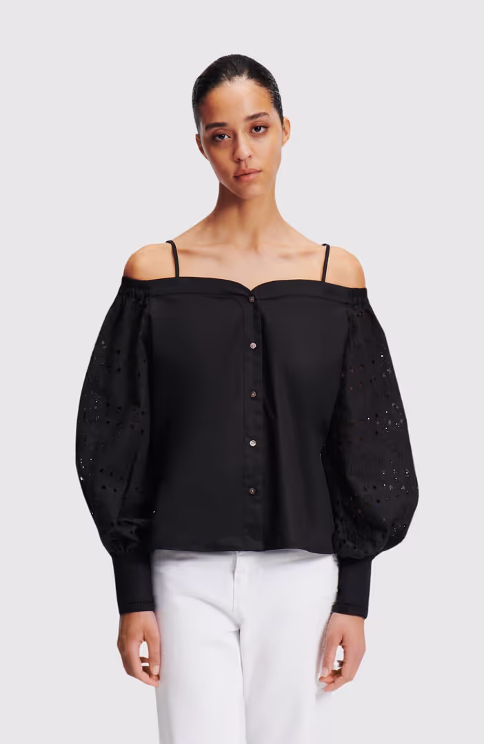Off Shoulder Embroidery Top