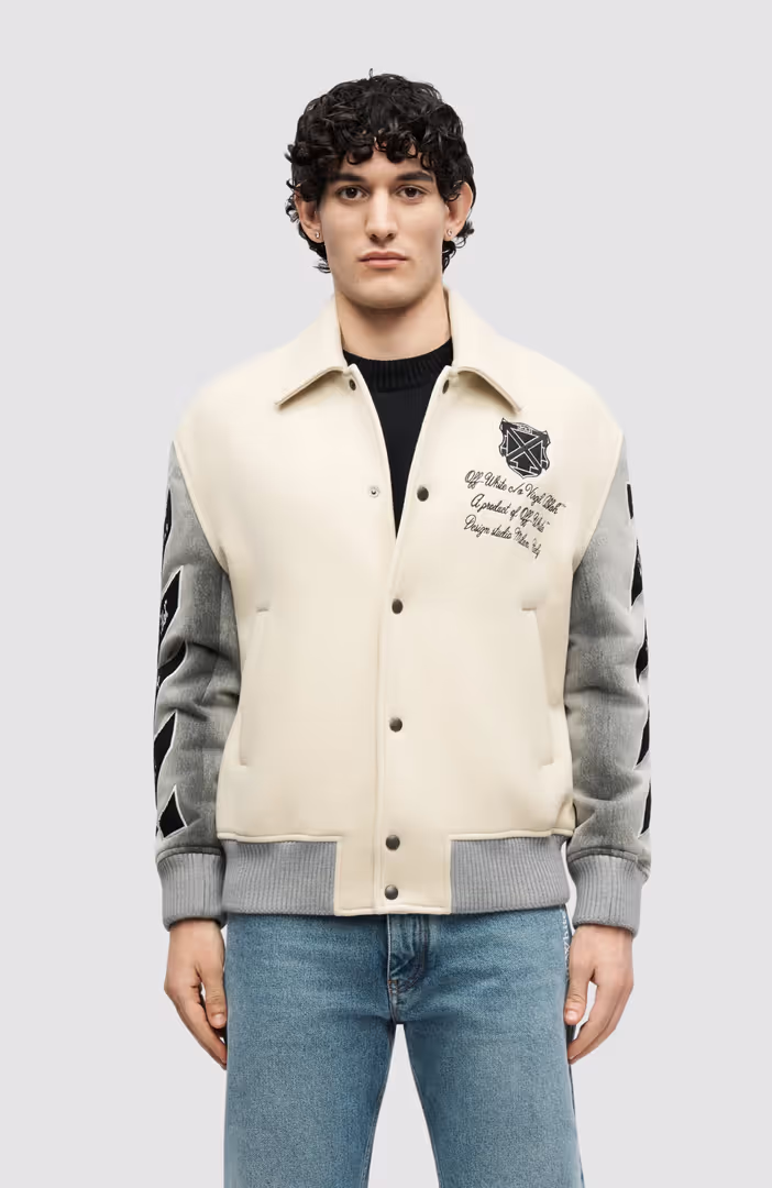 Wool Denim Relaxed Varsity