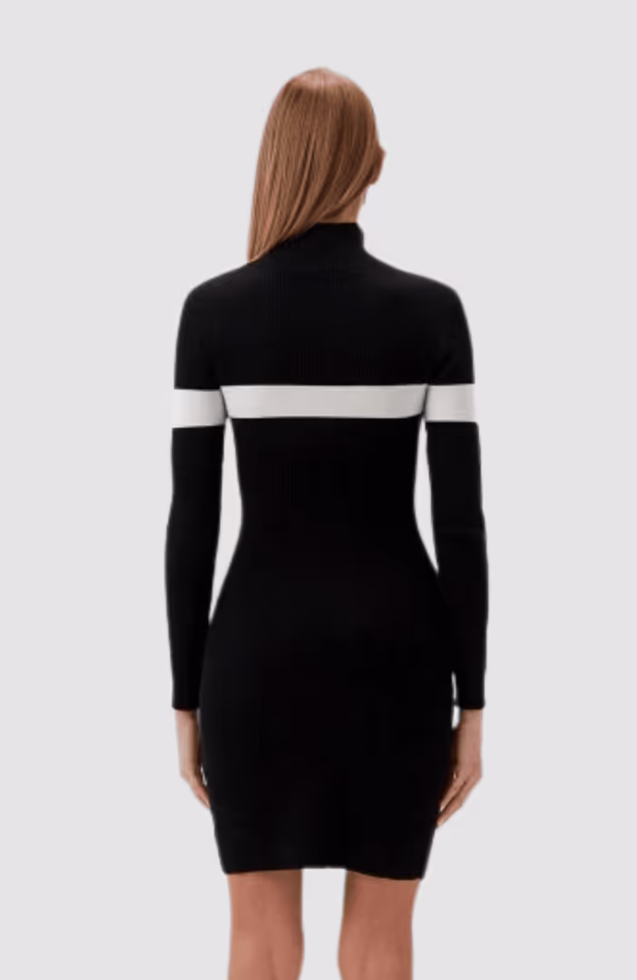 KLJ Half Zip Stripe Knit Dress