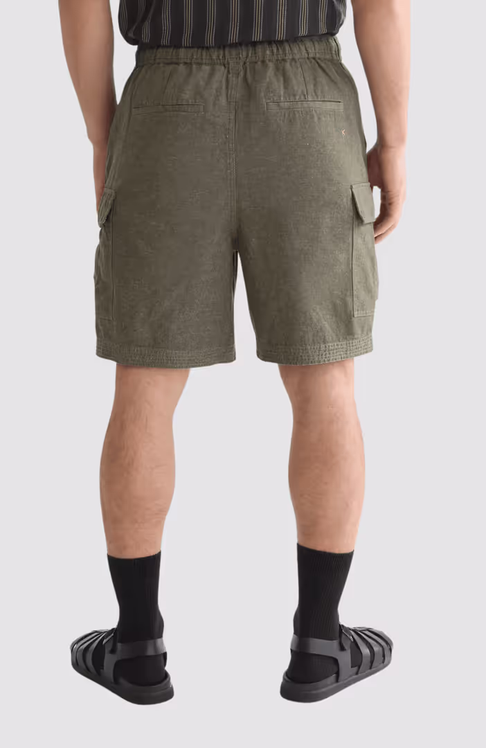 Linenblend relaxedfit cargo bermuda shorts