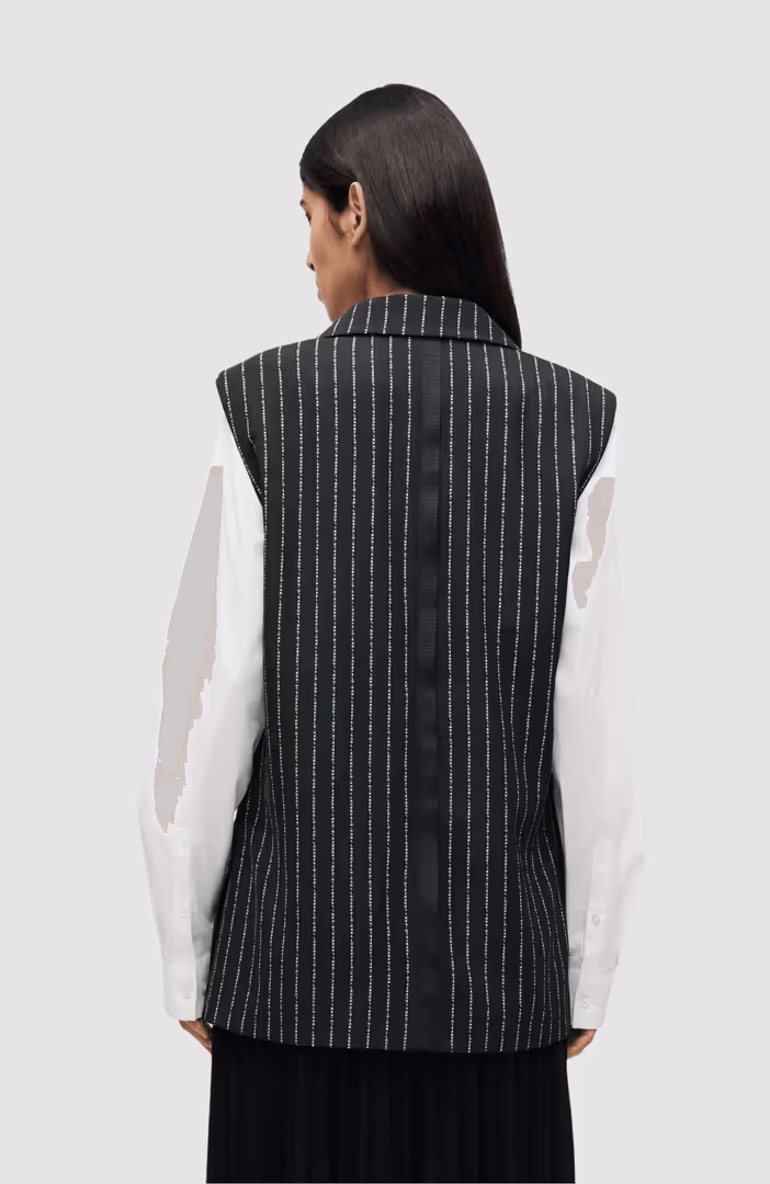 Elongated Pinstripe Gilet