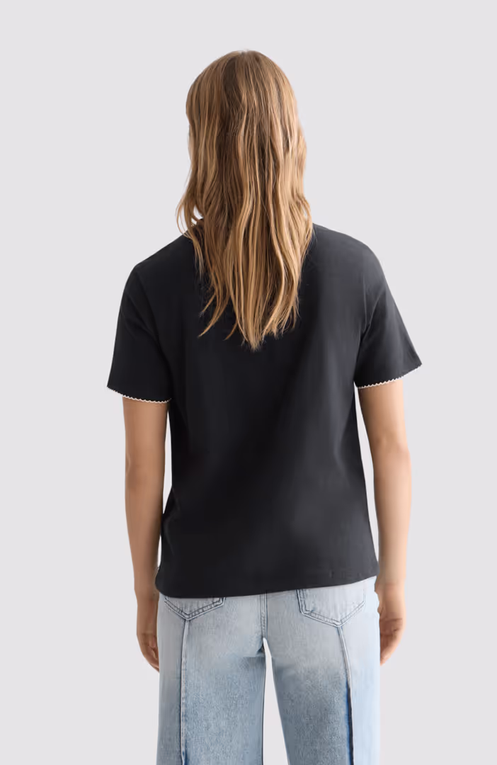 Embroidered slub regular-fit T-shirt