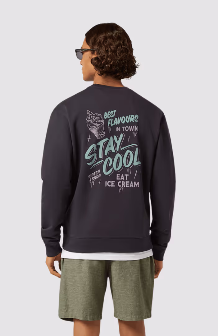 Regular Fit Front And Back Artwork Sweatshirt
