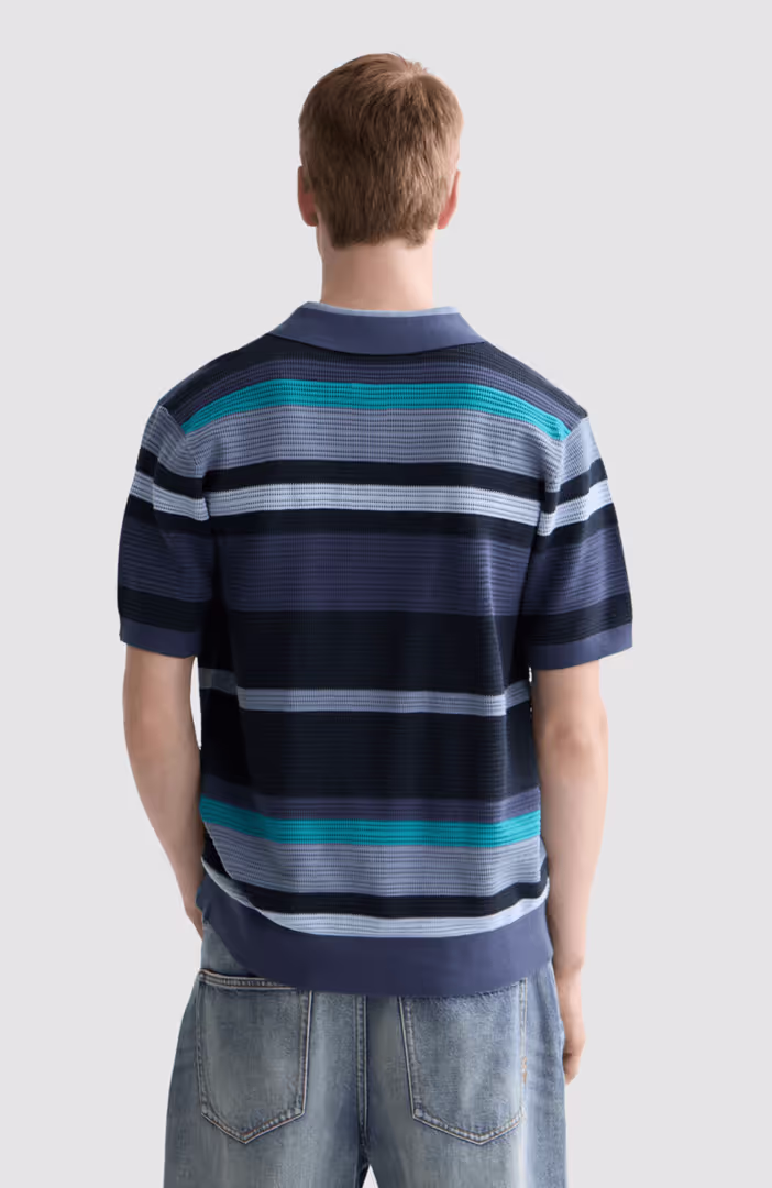 Knitted striped regular-fit polo