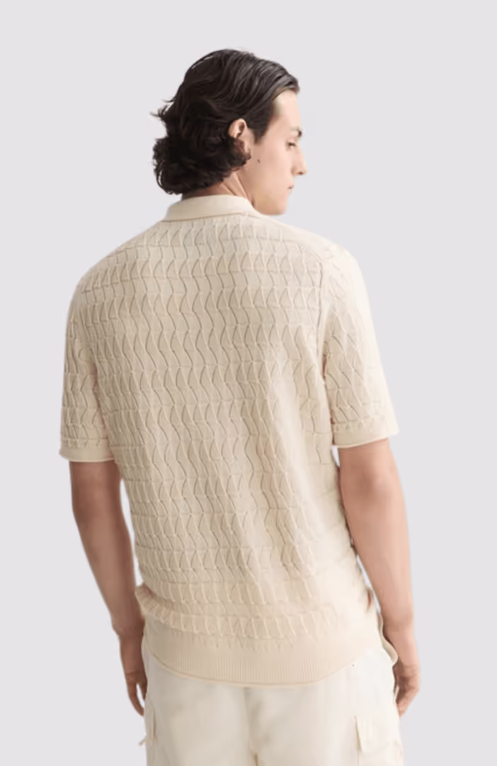 Pointelle knitted regular fit polo