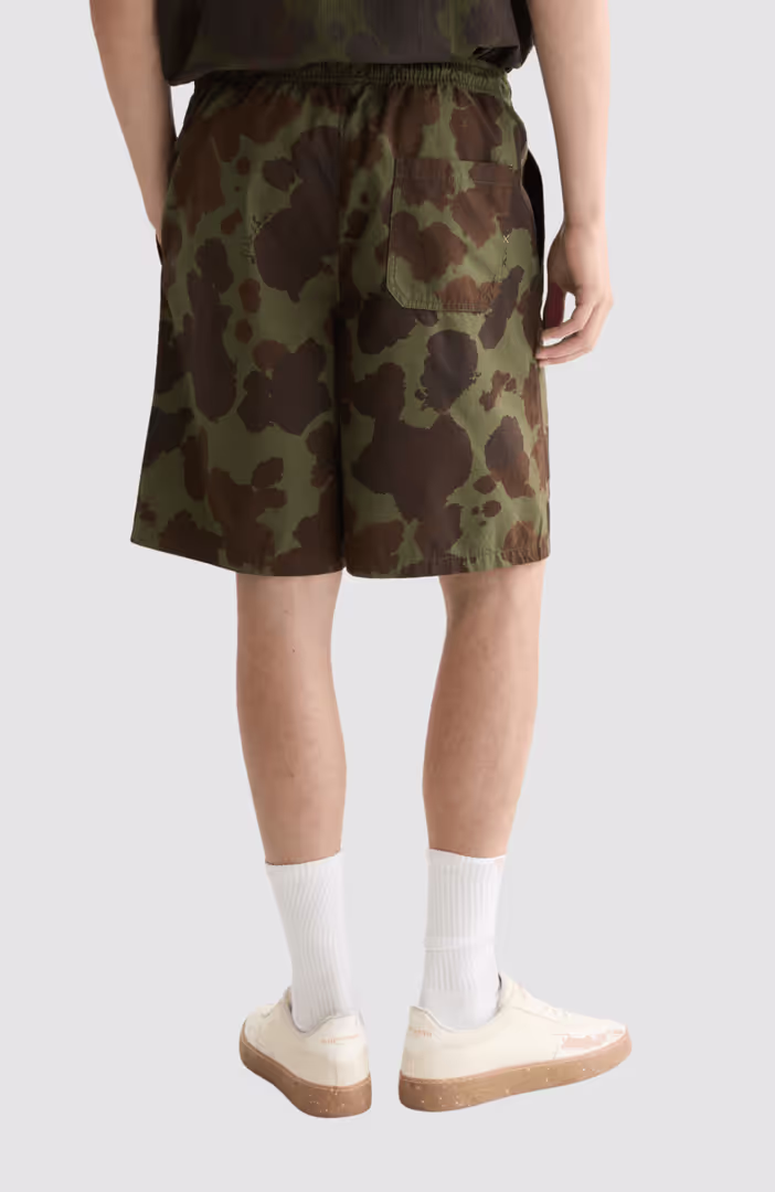 Printed washed poplin loosefit bermuda shorts