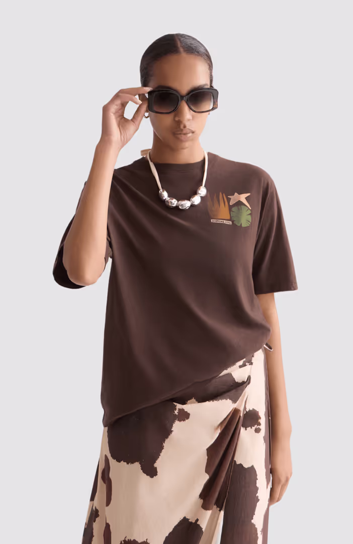 Front back artwork loose-fit T-shirt