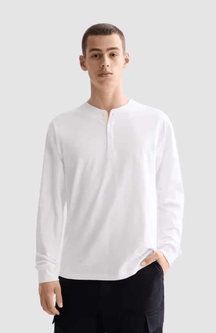 Slub Henley T-shirt LS