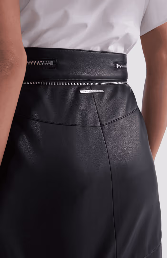 Faux Leather Zip Skirt