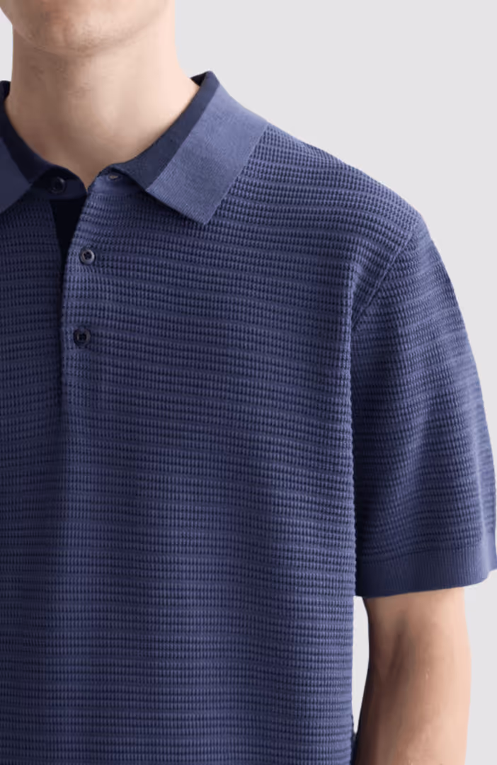 Structured knitted regular-fit polo