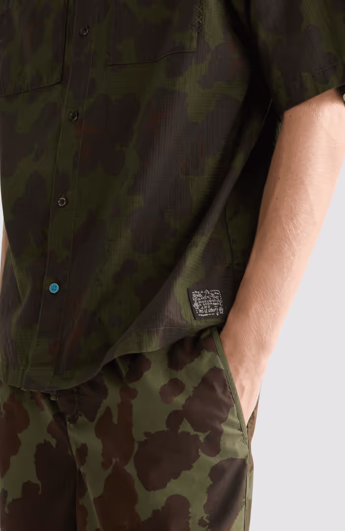 Printed cotton ripstop relaxedfit shortsleeved shirt
