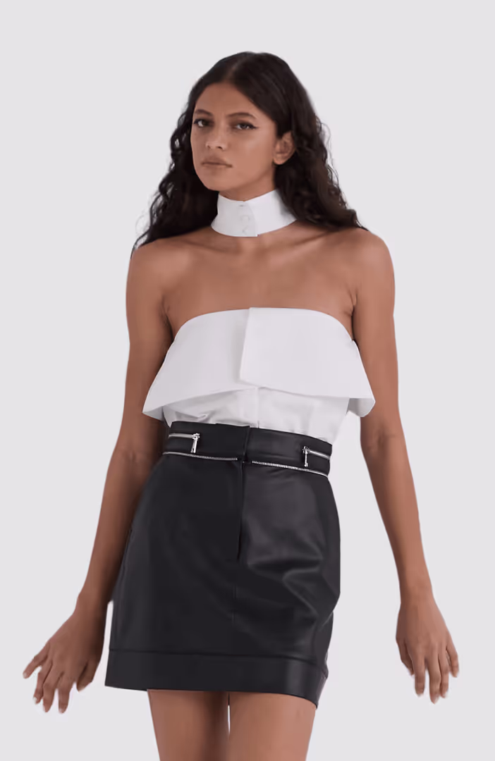 Faux Leather Zip Skirt