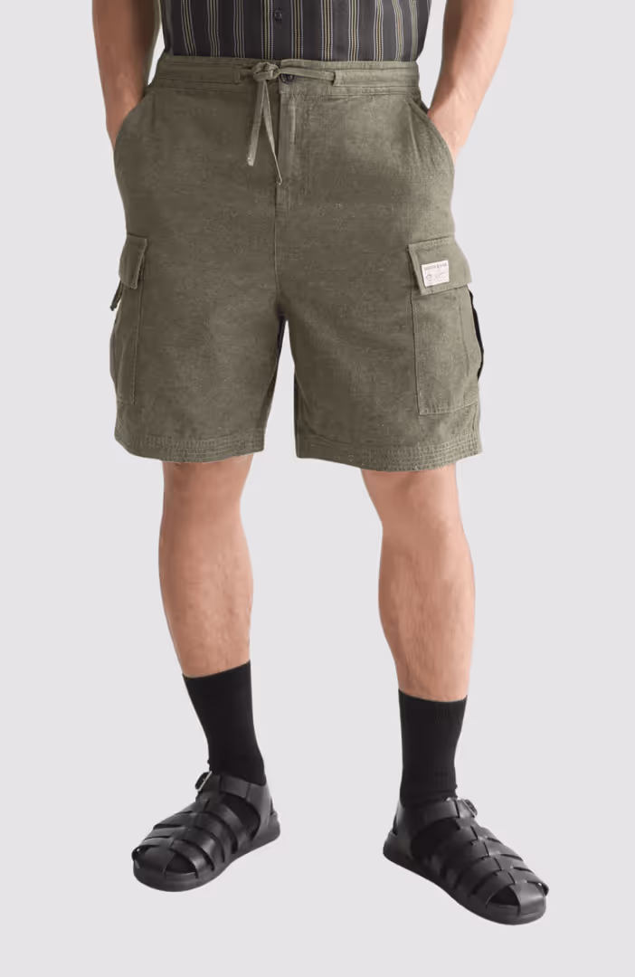 Linenblend relaxedfit cargo bermuda shorts
