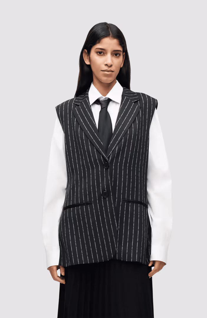 Elongated Pinstripe Gilet