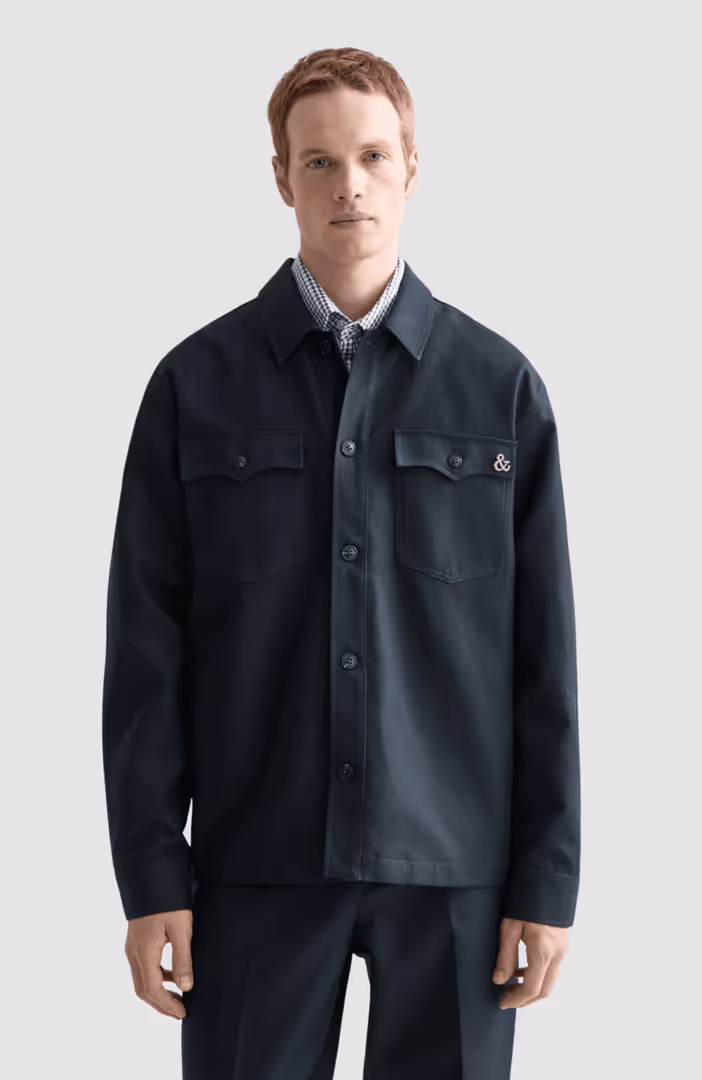 Cotton-blend twill relaxed-fit overshirt