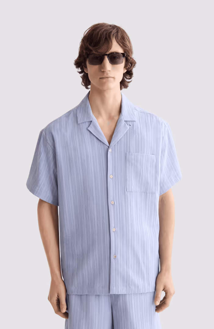 Tonal-Striped Short-Sleeved Shirt