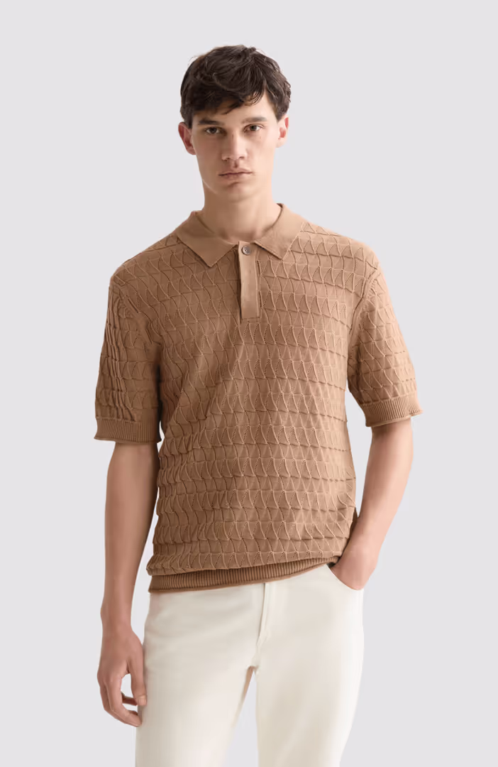 Pointelle knitted regular fit polo