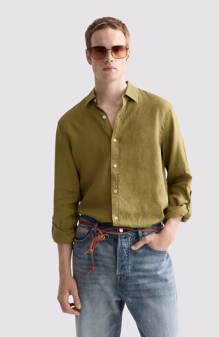 Seasonal core linen regular-fit shirt