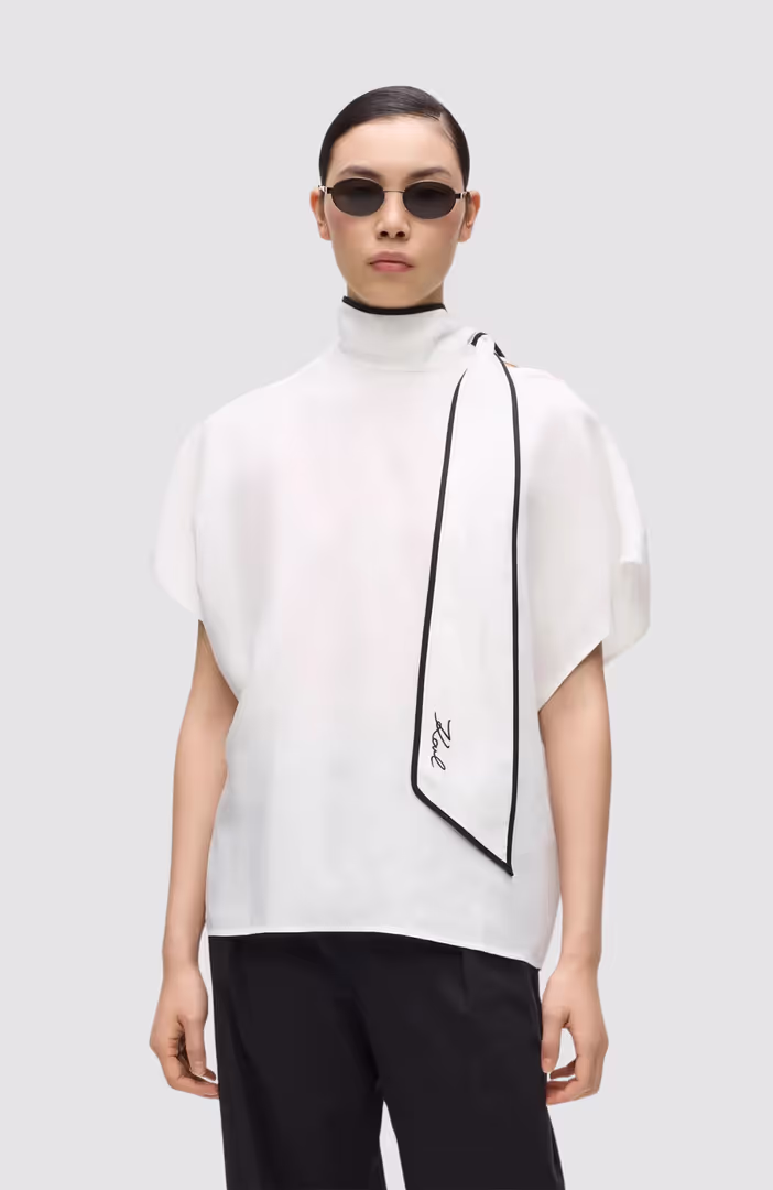 Linen Blend Piping Blouse