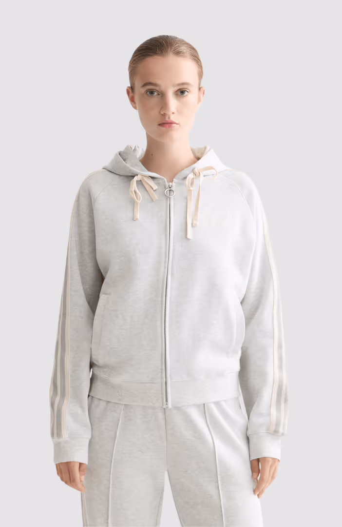 Zip through interlock hoodie