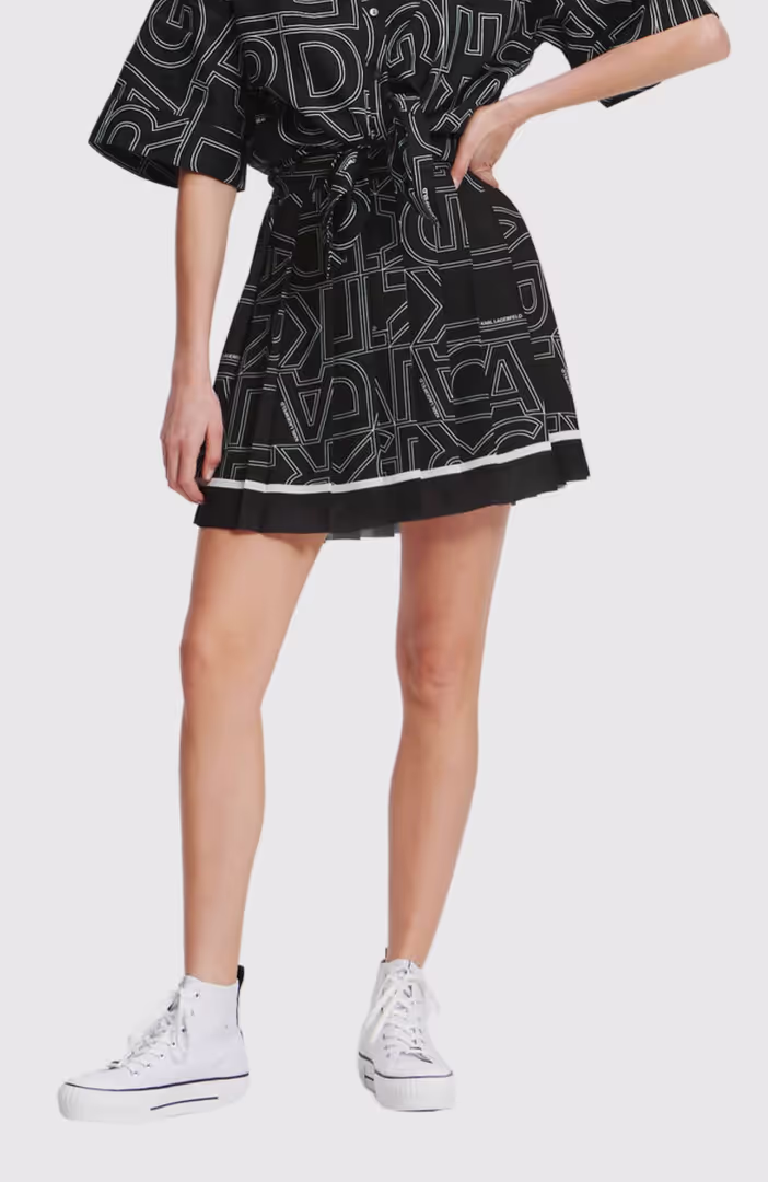 Pleated Printed Mini Skirt
