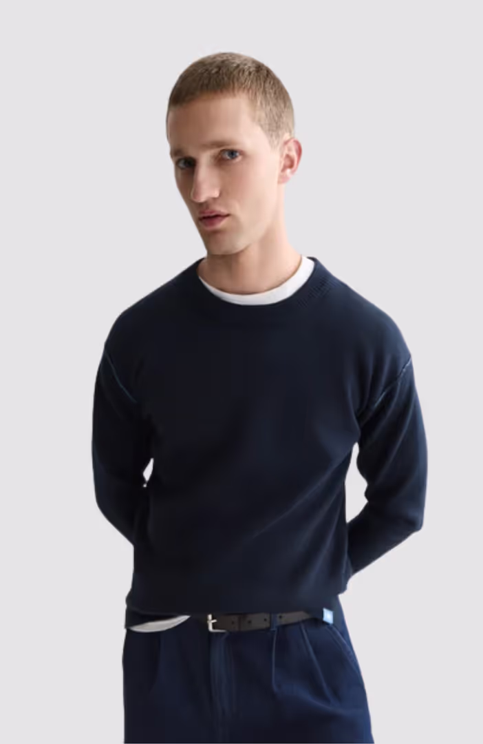 Double face merino-blend relaxed-fit pullover
