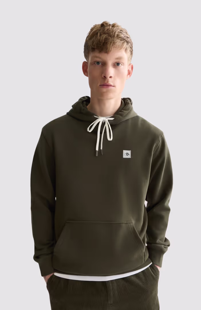 Logo badge regular-fit hoodie
