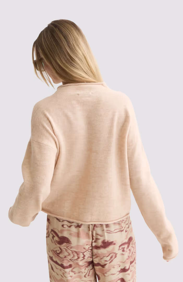 Fuzzy funnel-neck cardigan