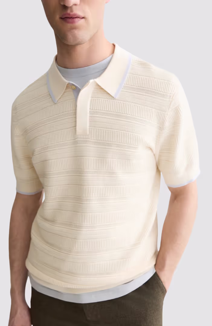 Structured knitted regular-fit polo