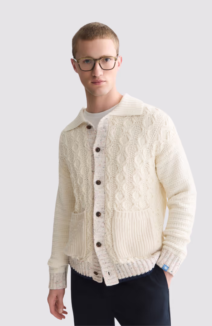 Multi-yarn loose-fit cardigan