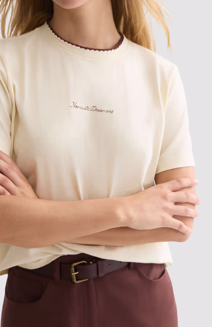 Chest embroidery regular-fit T-shirt