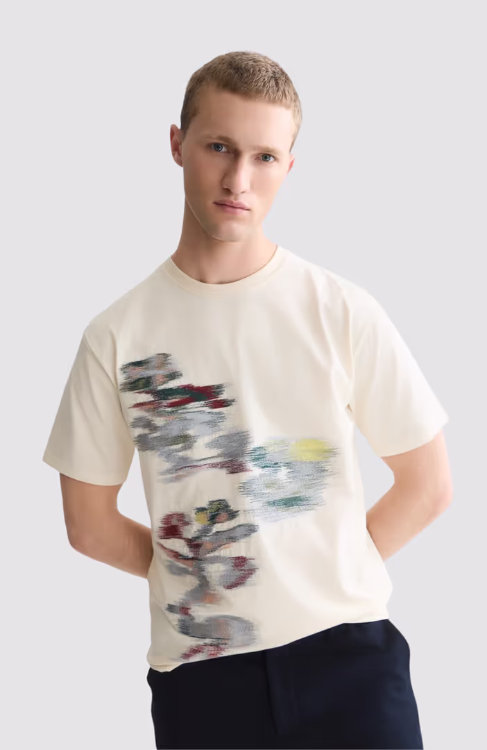 Embroidery placed artwork loose-fit T-shirt