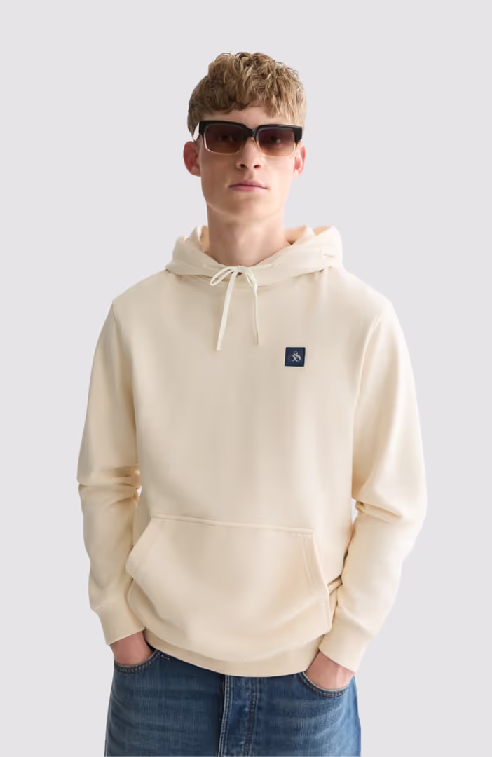 Logo badge regular-fit hoodie