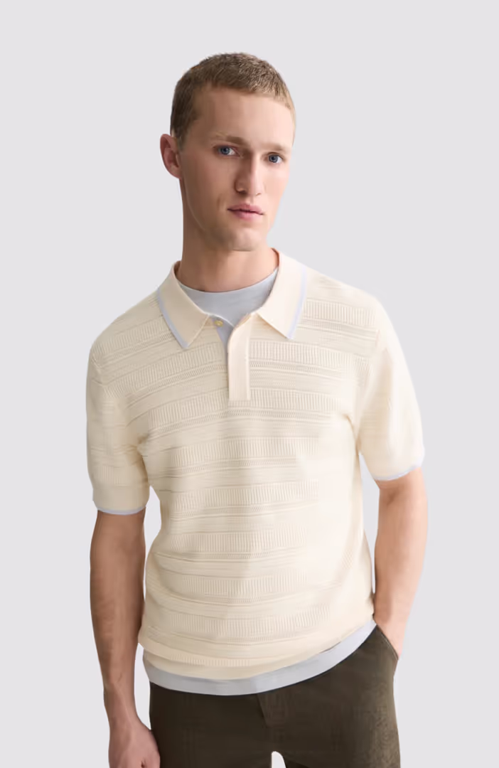 Structured knitted regular-fit polo