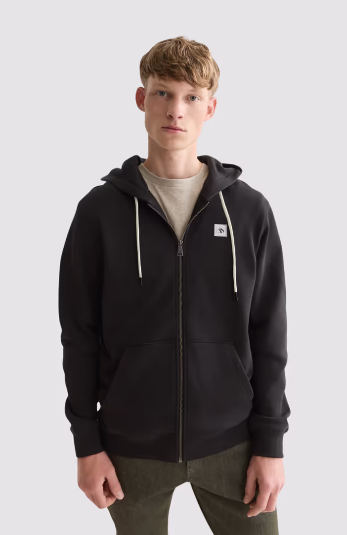 Logo badge regular-fit zip-through hoodie