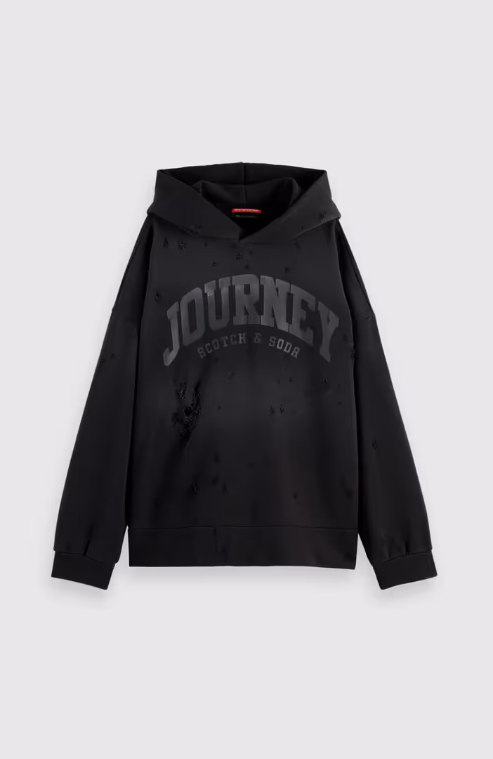 Sprayed hoodie with destroyed details