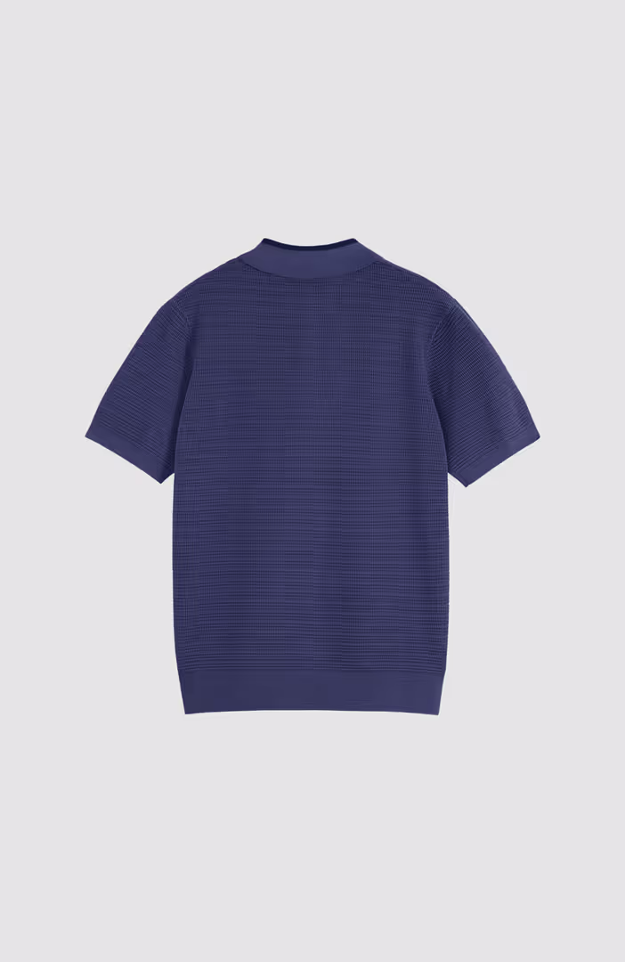 Structured knitted regular-fit polo