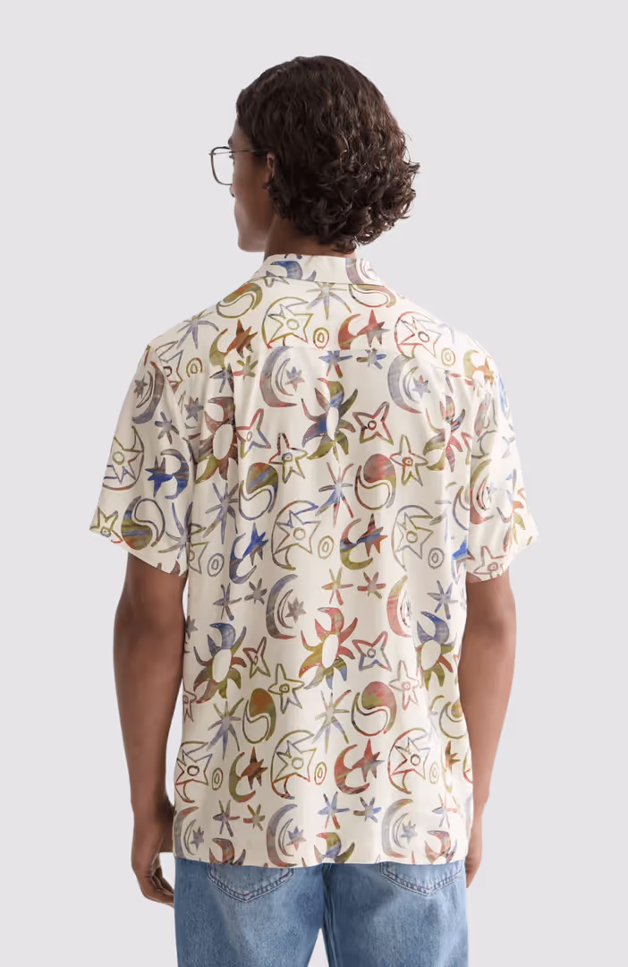 Printed viscose short-sleeve shirt