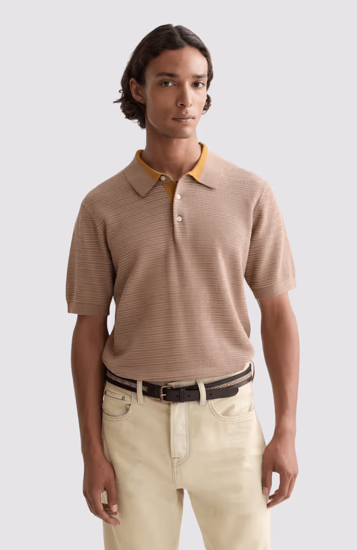 Structured knitted regular-fit polo