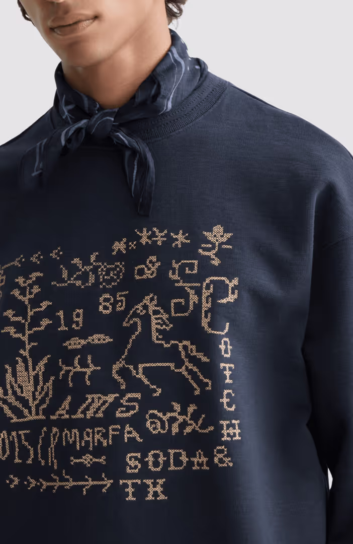 Cross stitch artwork relaxed-fit sweatshirt