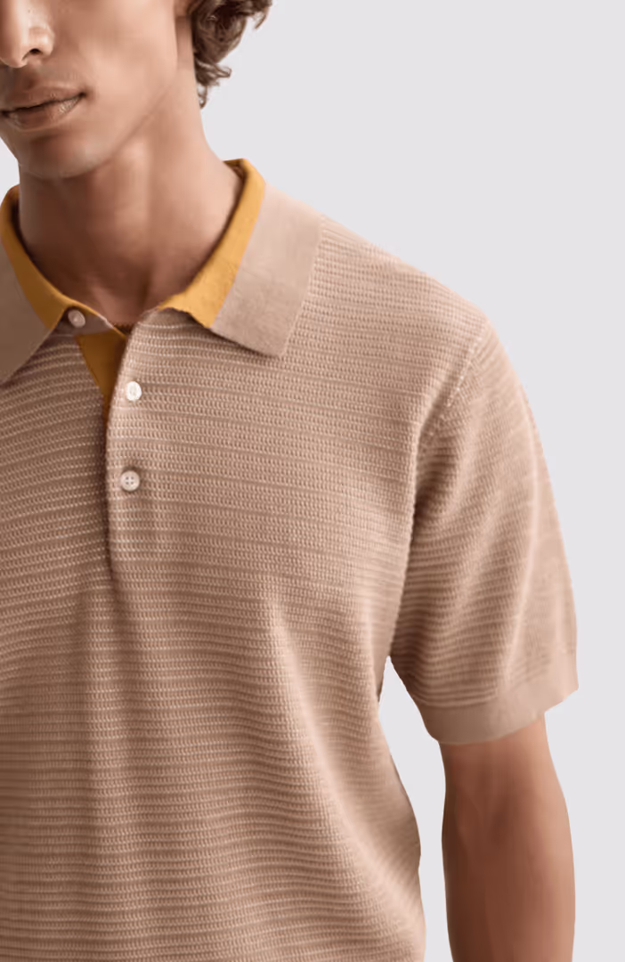 Structured knitted regular-fit polo