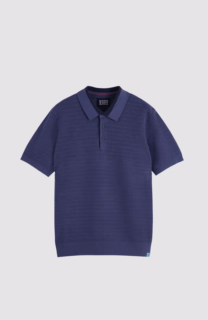 Structured knitted regular-fit polo