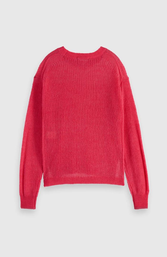 Fuzzy open knit relaxed pullover