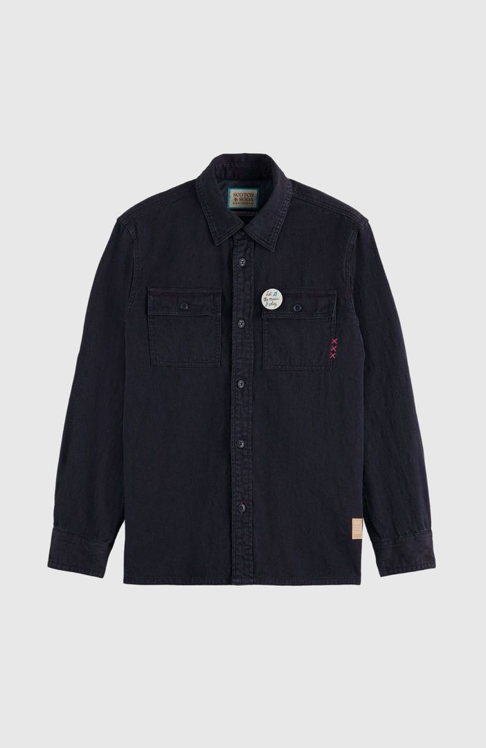 Garment-dyed jacquard overshirt