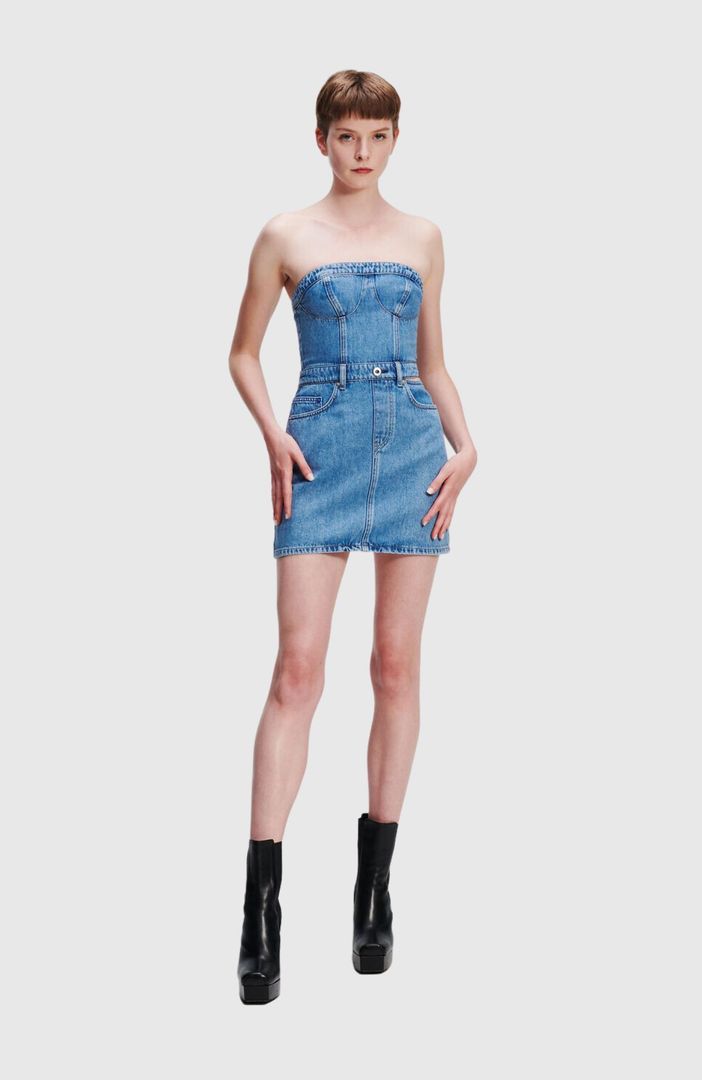 KLJ Bustier Split Denim Dress