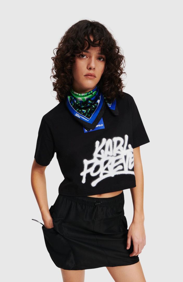 KLJ Reg Crop Sslv Graffiti Tee