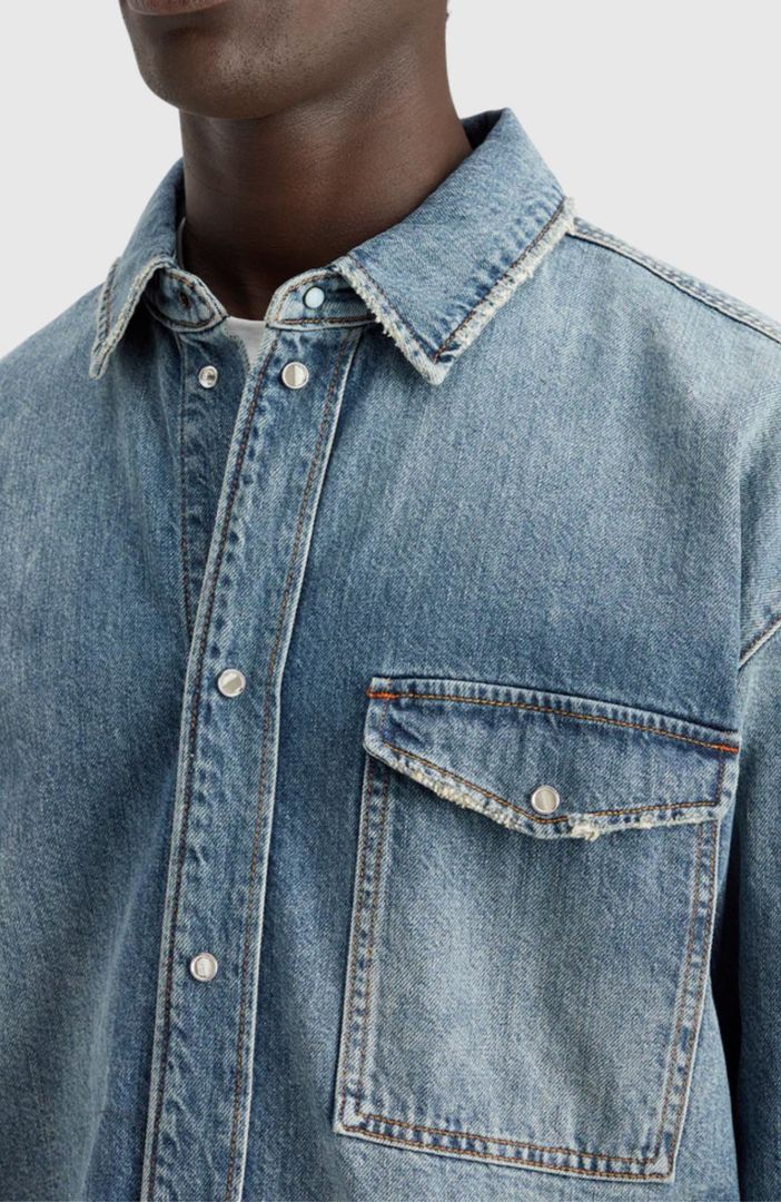 Oversized Washed Denim Shirt - Frisco Nights