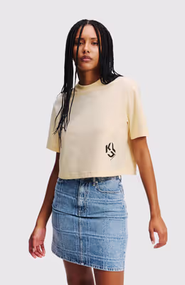 Klj Reg Cropped Monogram Tee